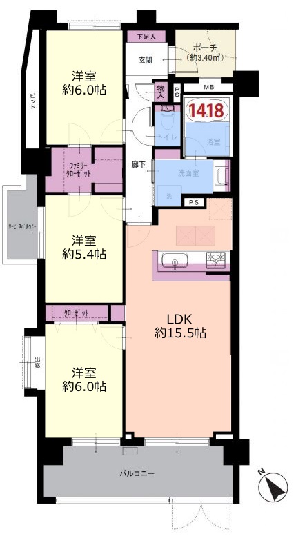 日神パレステージ東武練馬台東館1F間取