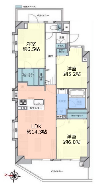 デュオ成増サザンテラス　間取　3階