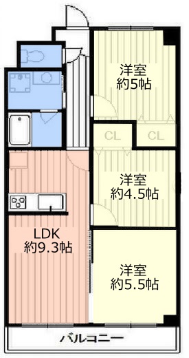 パシフィック武蔵野台ニューハイツ、間取、5階