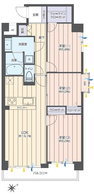 西台セントラルマンション　間取　2階