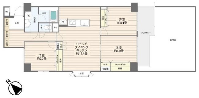 東急ドエルアルス成増　間取り　1階　専用庭