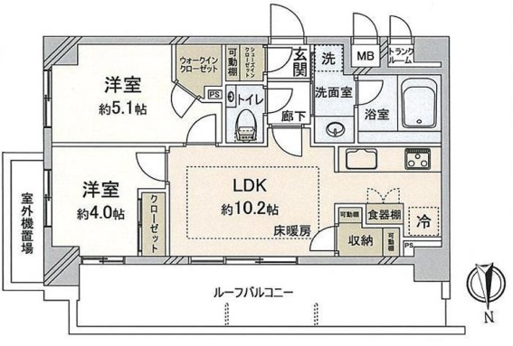 スタジオデン小竹向向原。2階の間取りです。